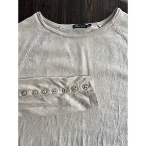 J Mclaughlin Janie‎ Sweater Button  Detail XS  Cotton Blend Long Sleeve Cream